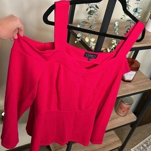Eloquii Pink Cold Shoulder Peplum Top Size 18 - Picture 3 of 5